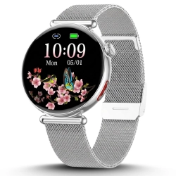 Smartwatch Zegarek Damski Angelo AT491 srebrny EKG Ciśnienie HRV BPM Menu PL